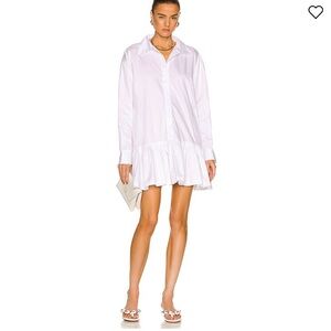 Norma Kamali Oversized Boyfriend Shirt with Ruffle Bottom